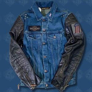 Harley Davidson Denim leather biking jacket